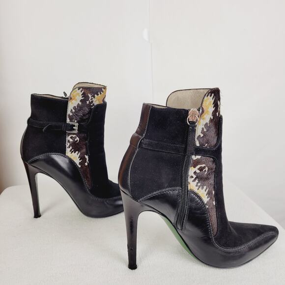 Donald J Pliner black suede pony hair stiletto ankle boot Size 7 Western glam - Picture 2 of 10